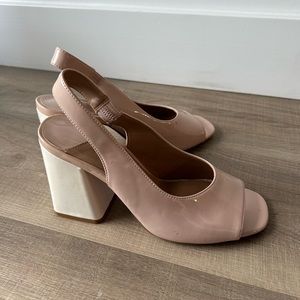 Nude Block Heels Peeptoe